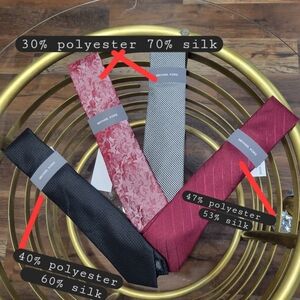 Michael Kors Silk Blend Tie Set - Black, Red, and Gray